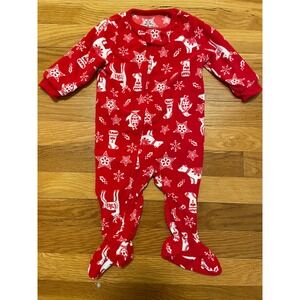 Carters 6 Months Christmas‎ Holiday Red White Polar Bear Footed Fleece Pajamas
